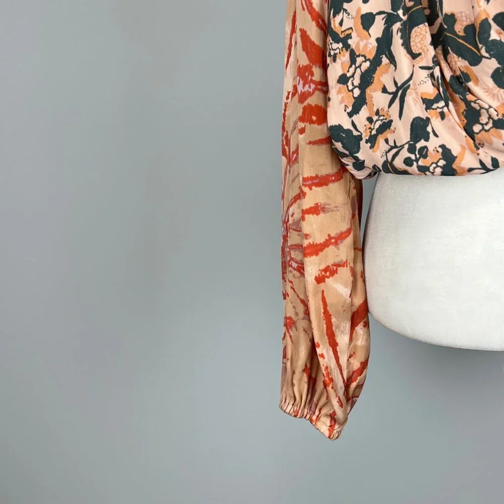 Free People Womens Cruisin Together Mixed Print Top Surplice Cropped size XS